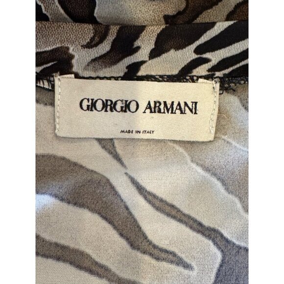 Giorgio Armani Dress Women XS Silver Black Jersey Knit Leopard Animal Print Mini - Picture 9 of 9